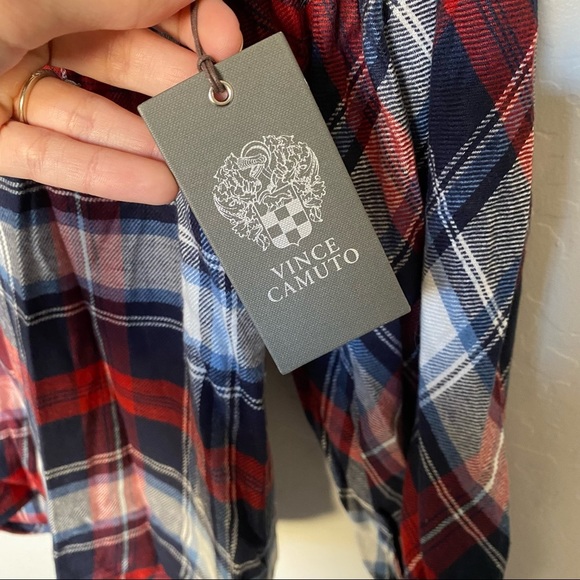 Vince Camuto Embroidered Blue and Red Peasant Blouse Size Small NWT - Picture 9 of 10